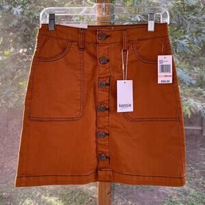 Kensie Jeans Denim Mini Skirt Color Saffron Size 2. NEW